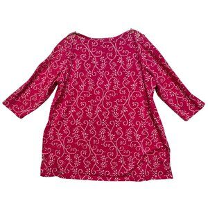 Jessica London Women's Shoulder Button Blouse Stretch Sz 18/20 Pink White Floral